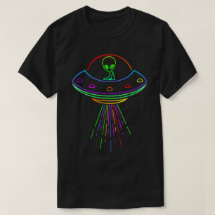 Camiseta Diseño de alienígena OVNI Arcoiris Colorido