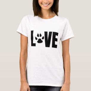 Camiseta Diseño de Amo Paw Print Negrita Black Pet Lover
