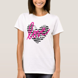 Camiseta Diseño de Amor de Corazón Rayado