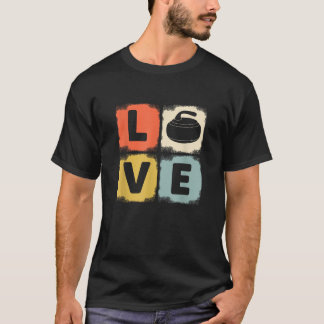 Camiseta Diseño de amor de curling retro curling invierno h