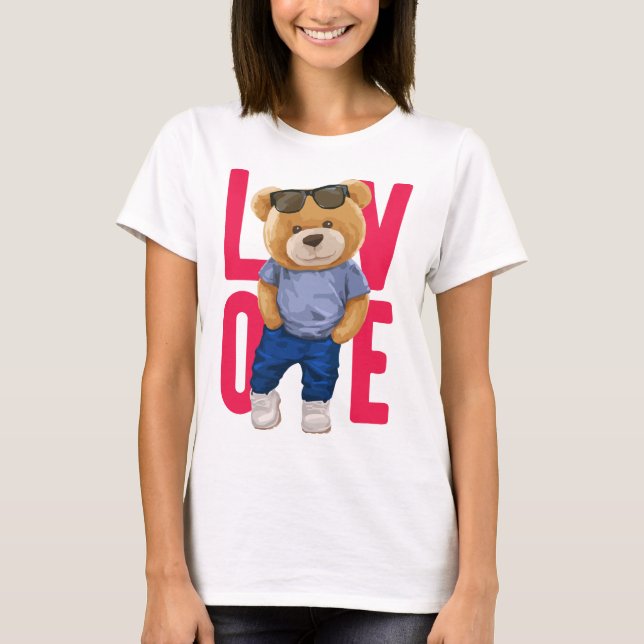 Camiseta Diseño de amor de osito de San Valentín (Anverso)