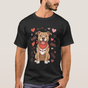 Camiseta Diseño de amor perro Pitbull XOXO de San Valentín
