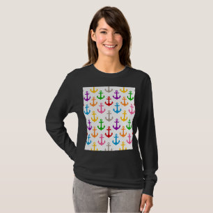 Camiseta Diseño de Ancla de Barco Colorida Blanca 