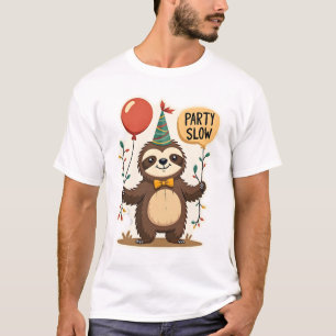 Camiseta Diseño de animal de fiesta retro perezoso de cumpl