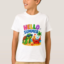 Camiseta 🏖️ Diseño de animalitos de playa lindos para niño