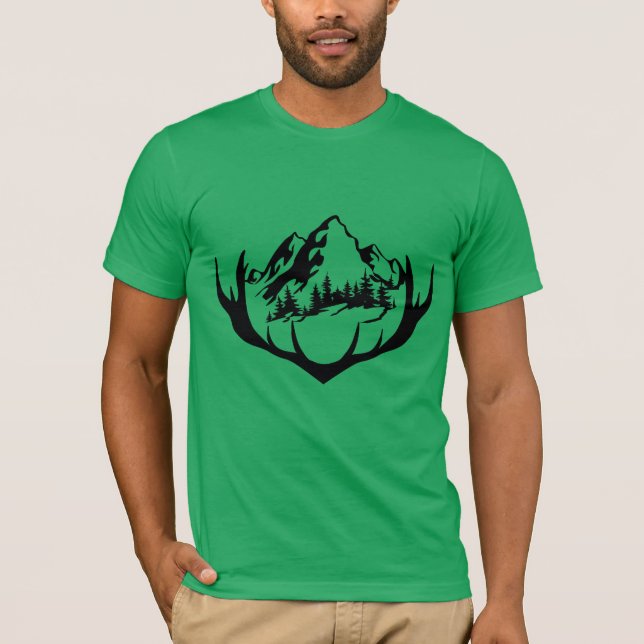 Camiseta Diseño de Antler Forestal y Montaña Inspirado en l (Anverso)