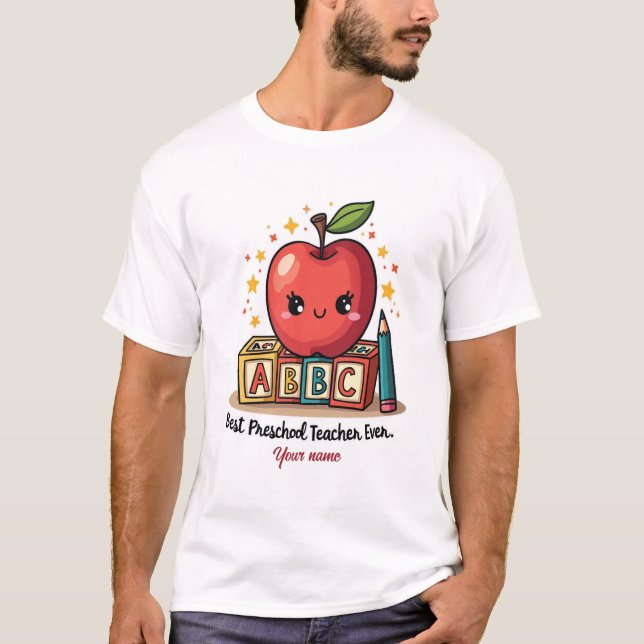 Camiseta Diseño de Apple para profesores de café editable (Anverso)
