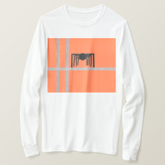 Camiseta Diseño de araña geométrica negro y naranja