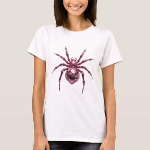 Camiseta Diseño de araña metálica rosa artístico