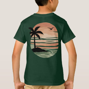 Camiseta Diseño de árbol de palma de puesta de sol tropical