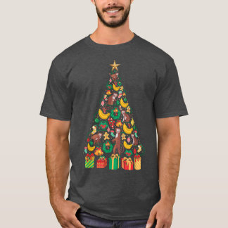 Camiseta Diseño de árbol navideño de mono festivo