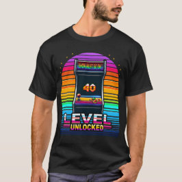 Camiseta Diseño de arcada retro desbloqueado de nivel 40