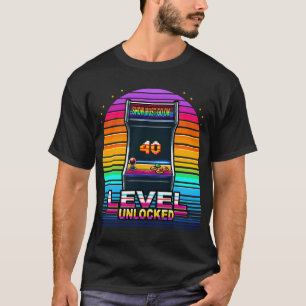 Camiseta Diseño de arcada retro desbloqueado de nivel 40