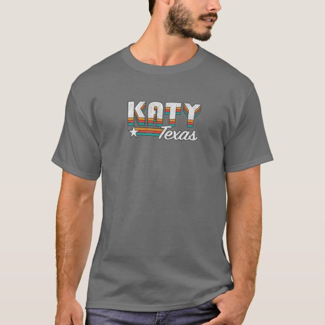 Camiseta Diseño de arco iris retro de KATY TX (Anverso)