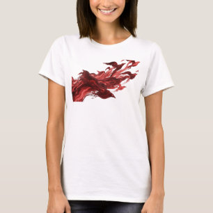 Camiseta Diseño de Arte Abstracto de Pájaros Rojos con Esti