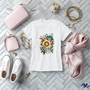 Camiseta Diseño de Arte Abstracto del Sol y la Naturaleza