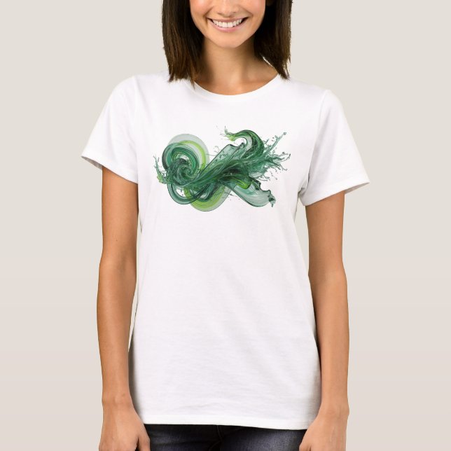 Camiseta Diseño de arte abstracto verde Statement (Anverso)