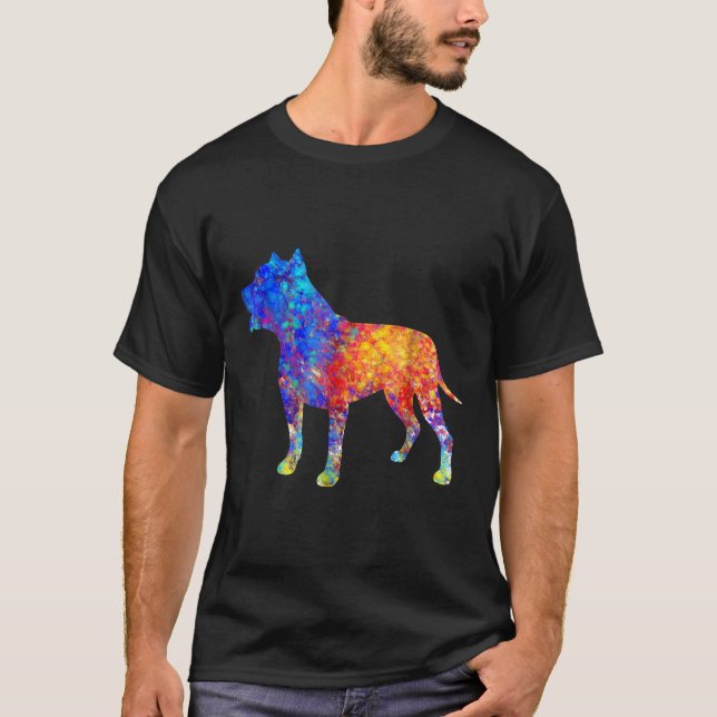 Camiseta Diseño de arte acuarela de Bulldog de hoyos (Anverso)