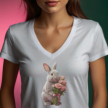 Diseño de Arte Adorable “Conejito con Rosas Rosada