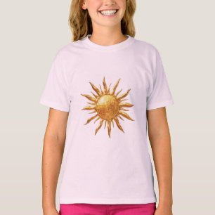 Camiseta Diseño de Arte Boho Celestial Sol Dorado Radiante