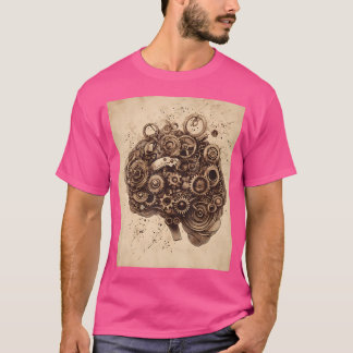 Camiseta Diseño de Arte Cerebro Mecánico Steampunk