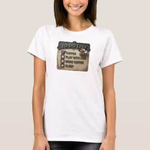 Camiseta Diseño de Arte COFFEE JUEGA CON PERRO Oro de Moda