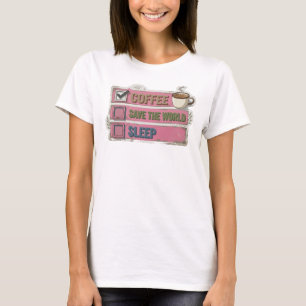 Camiseta Diseño de arte COFFEE PRIMERO SALVA MUNDO Rosa Exp