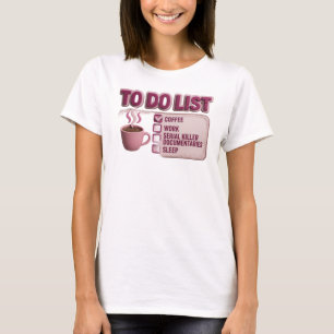 Camiseta Diseño de Arte COFFEE WORK TRUE CRIME Rosa Caprich