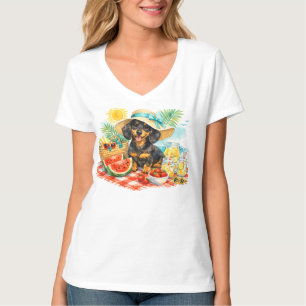 Camiseta Diseño de arte de cachorro dachshund para picnic d