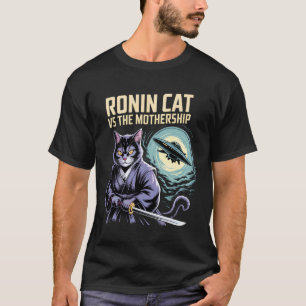 Camiseta Diseño de arte de ciencia ficción de gato Ronin vs