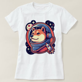 Camiseta Diseño de arte de cohete de casco de perro Shiba e