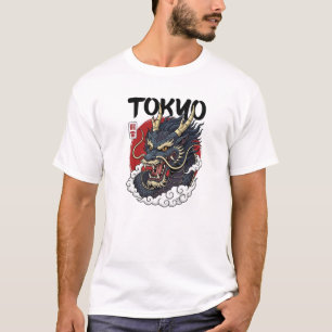 Camiseta Diseño de Arte de Dragón Mitológico Japonés