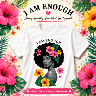 Camiseta Diseño de Arte de Empoderamiento Afro Floral Soy S