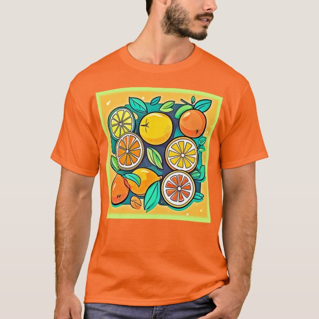 Camiseta Diseño de arte de frutas de cítricos (Anverso)