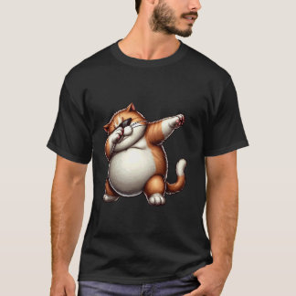 Camiseta Diseño de arte de gato gordo Dabbiing, gatito gord