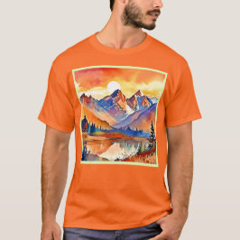 Camiseta Diseño de arte de la montaña Sunset