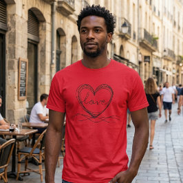 Camiseta Diseño de arte de línea continua con corazón y amo