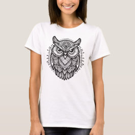 Camiseta Diseño de arte de línea de búho mandala tribal