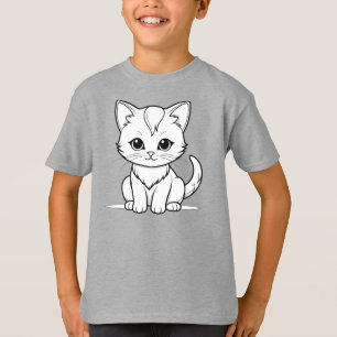 Camiseta Diseño de arte de línea de gatito gato estilizado-