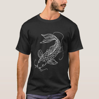 Camiseta Diseño de arte de línea de pez koi elegante Ilustr