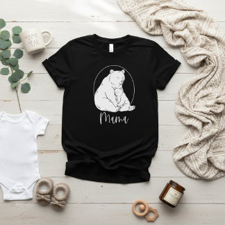Camiseta Diseño de arte de línea Minimalista Mama Oso