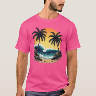 Camiseta Diseño de arte de los tatuajes de la playa tropica
