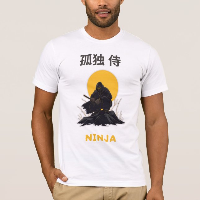 Camiseta Diseño de arte de ninja samurái solitario (Anverso)