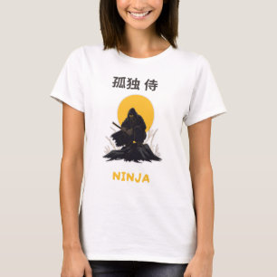 Camiseta Diseño de Arte de Ninja Samurái Solitario