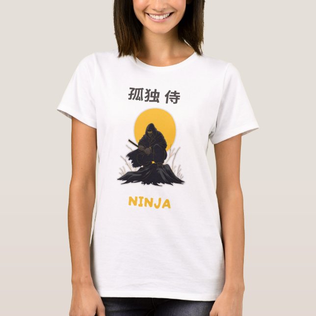 Camiseta Diseño de Arte de Ninja Samurái Solitario (Anverso)