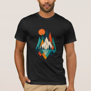 Camiseta Diseño de arte de paisaje montañoso geométrico min
