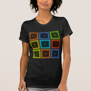 Camiseta Diseño de Arte de Patrón Multicolor a Cuadros Enca