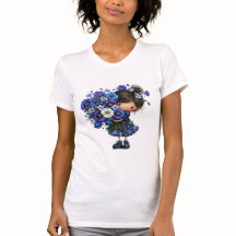 Diseño de Arte de Ramo de Niña Floral Azul Lindo