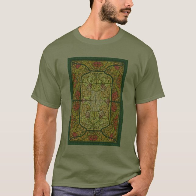 Camiseta Diseño de arte de vidrio con manchas florales (Anverso)