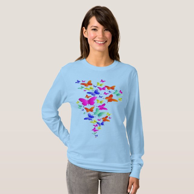 Camiseta Diseño de arte de vuelo de mantequilla (Anverso completo)